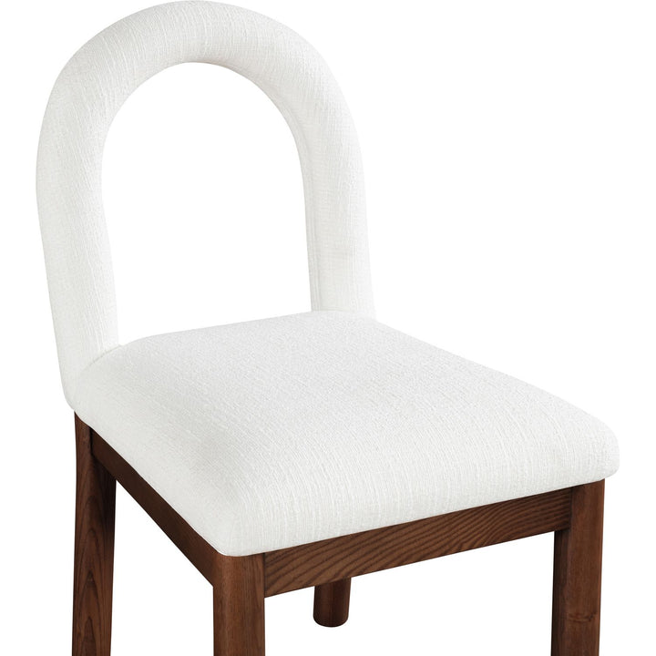 Conrad Linen Textured Fabric Upholstered Dining Chair — Cream / Brown