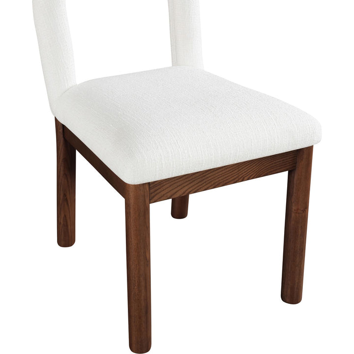 Conrad Linen Textured Fabric Upholstered Dining Chair — Cream / Brown