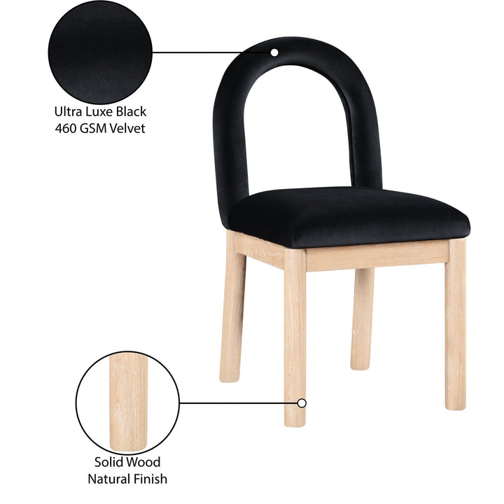 Conrad Velvet Upholstered Dining Chair — Black / Natural