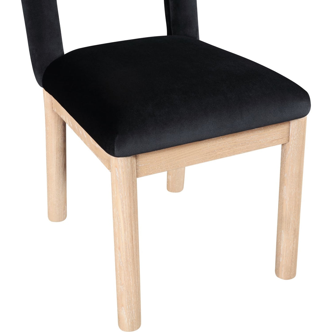 Conrad Velvet Upholstered Dining Chair — Black / Natural