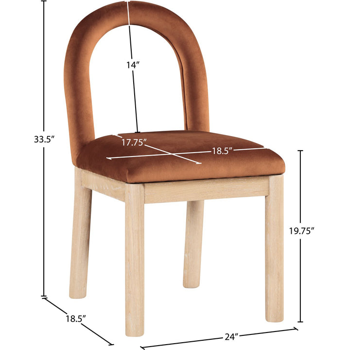 Conrad Velvet Upholstered Dining Chair — Cognac / Natural