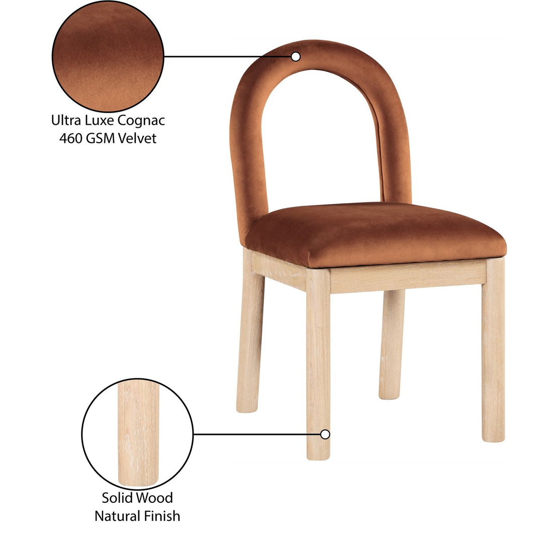 Conrad Velvet Upholstered Dining Chair — Cognac / Natural