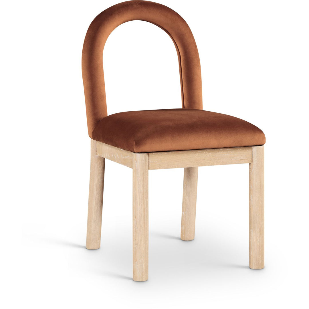 Conrad Velvet Upholstered Dining Chair — Cognac / Natural