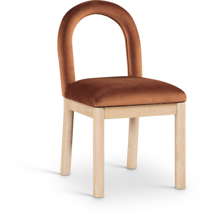 Conrad Velvet Upholstered Dining Chair — Cognac / Natural