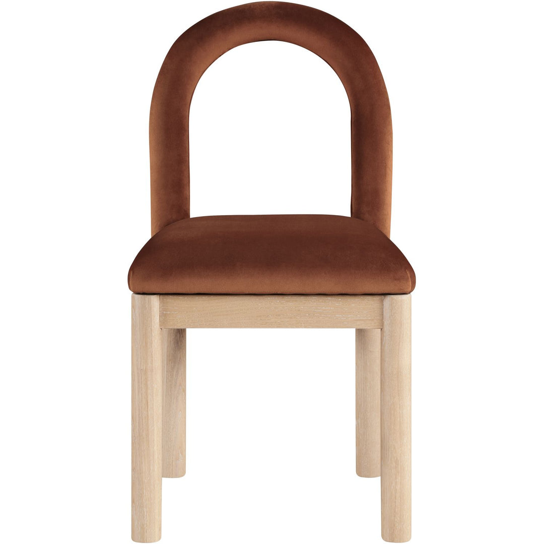 Conrad Velvet Upholstered Dining Chair — Cognac / Natural