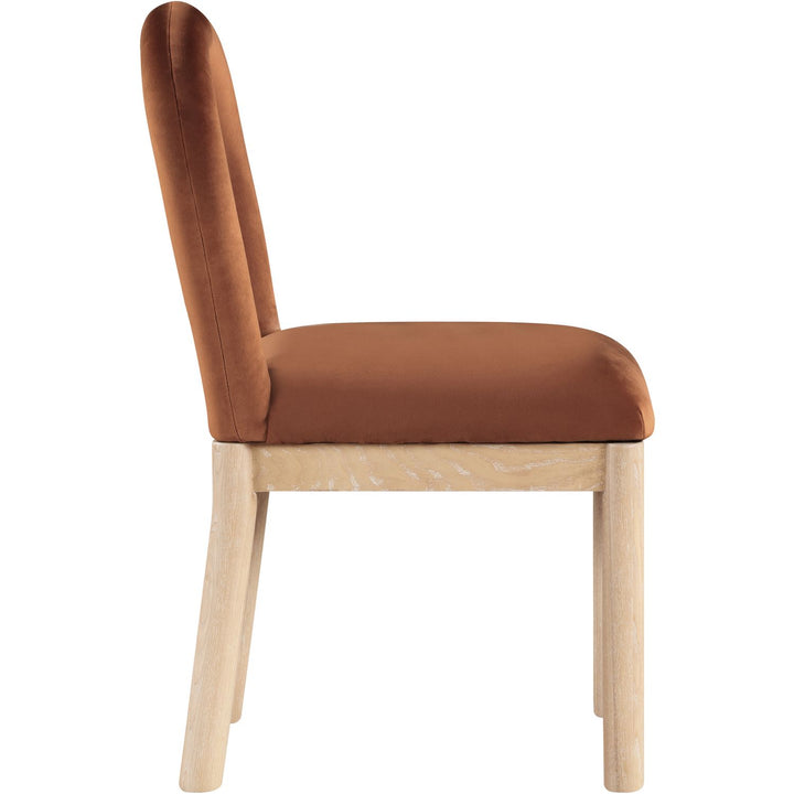 Conrad Velvet Upholstered Dining Chair — Cognac / Natural