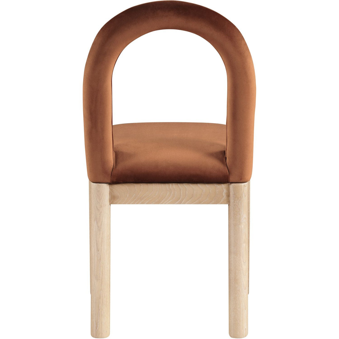 Conrad Velvet Upholstered Dining Chair — Cognac / Natural