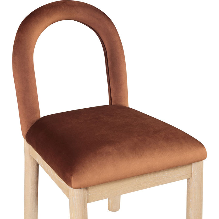 Conrad Velvet Upholstered Dining Chair — Cognac / Natural
