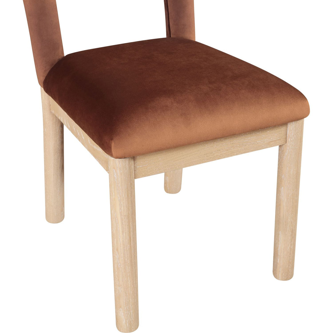Conrad Velvet Upholstered Dining Chair — Cognac / Natural