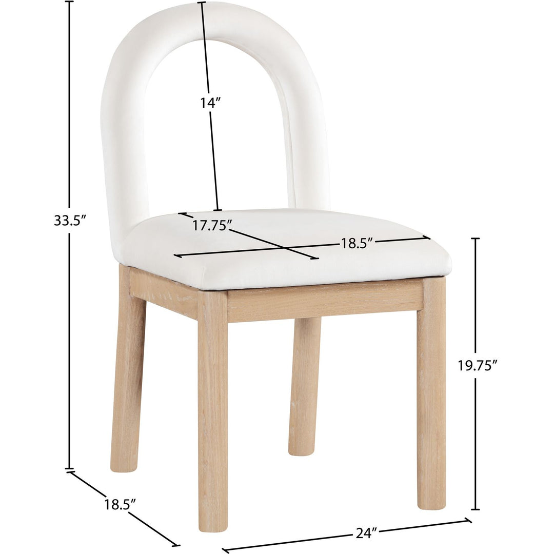 Conrad Velvet Upholstered Dining Chair — Cream / Natural