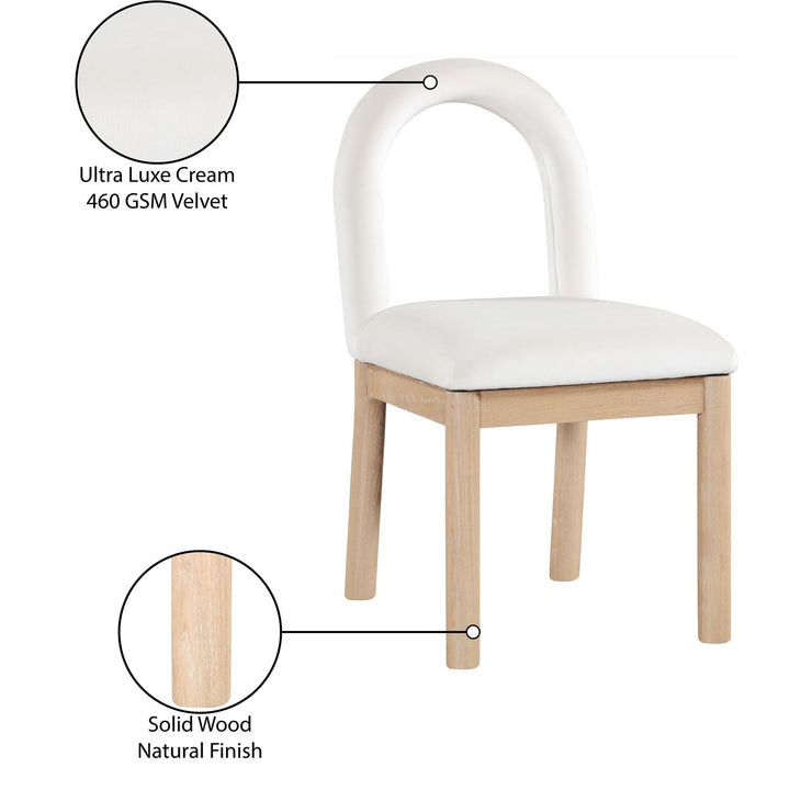 Conrad Velvet Upholstered Dining Chair — Cream / Natural