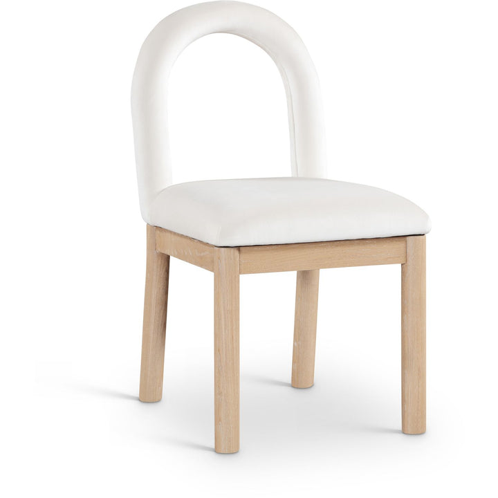 Conrad Velvet Upholstered Dining Chair — Cream / Natural
