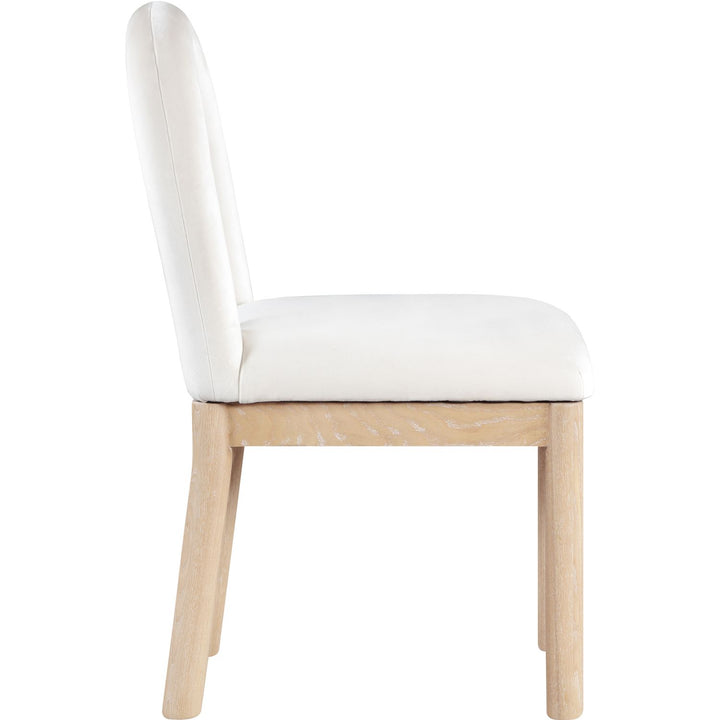 Conrad Velvet Upholstered Dining Chair — Cream / Natural
