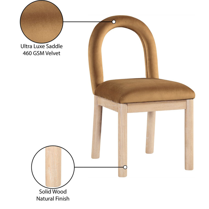 Conrad Velvet Upholstered Dining Chair — Saddle / Natural