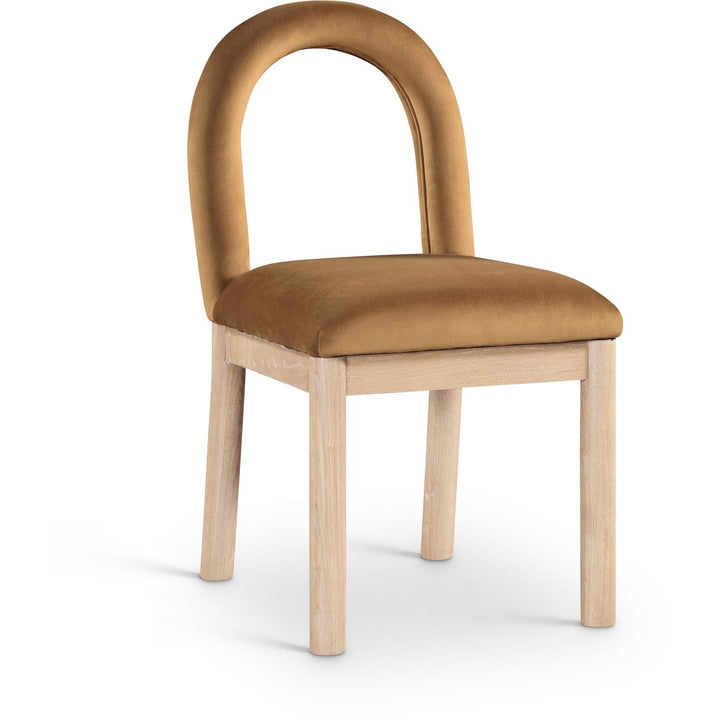 Conrad Velvet Upholstered Dining Chair — Saddle / Natural