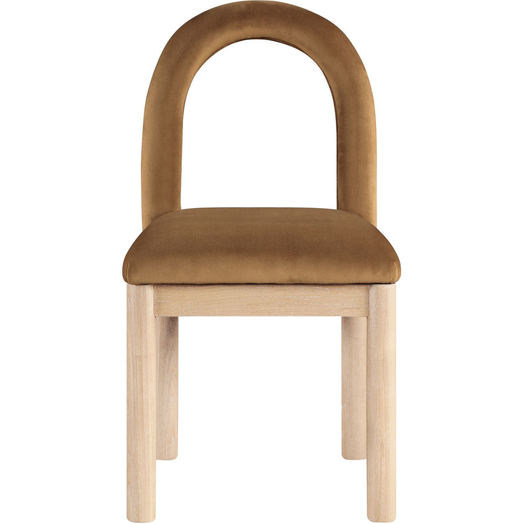 Conrad Velvet Upholstered Dining Chair — Saddle / Natural