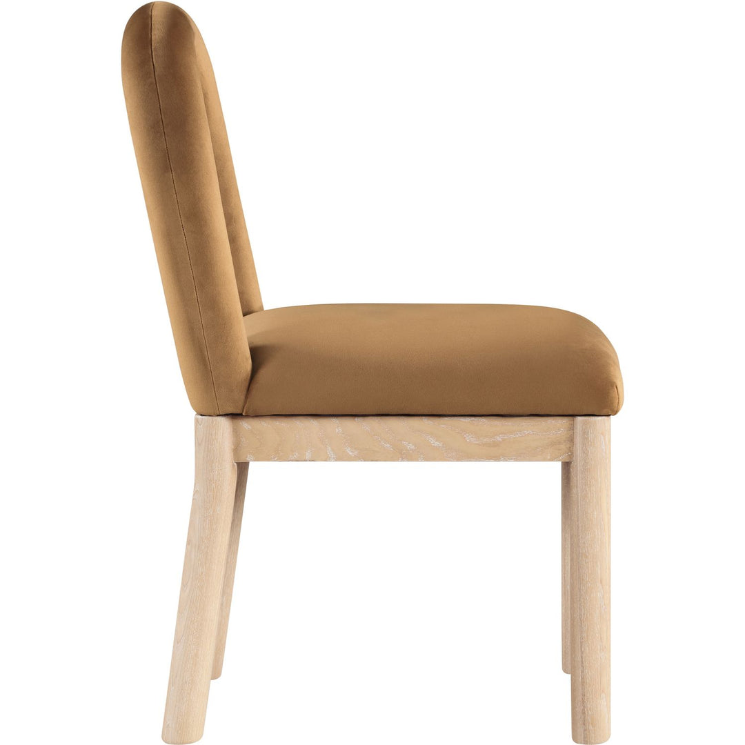 Conrad Velvet Upholstered Dining Chair — Saddle / Natural