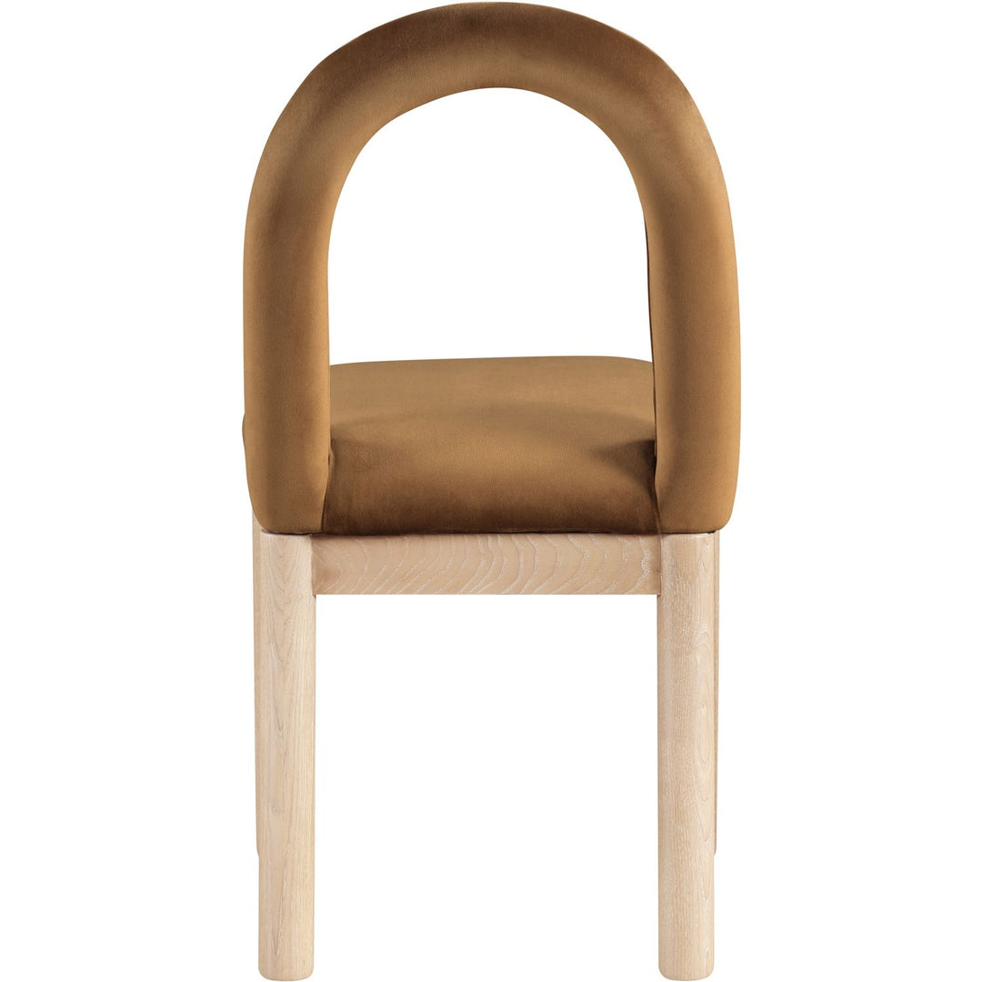 Conrad Velvet Upholstered Dining Chair — Saddle / Natural