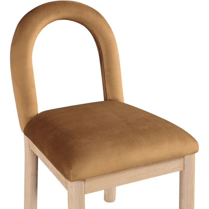 Conrad Velvet Upholstered Dining Chair — Saddle / Natural