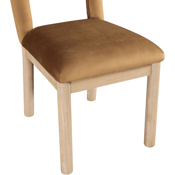 Conrad Velvet Upholstered Dining Chair — Saddle / Natural