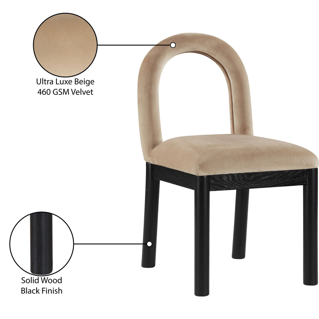 Conrad Velvet Upholstered Dining Chair — Beige / Black