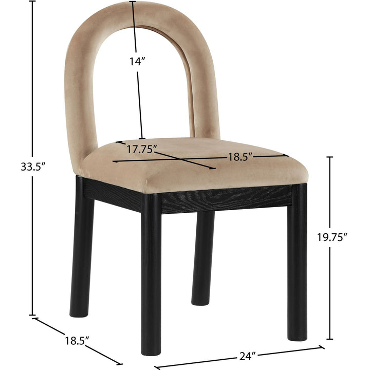 Conrad Velvet Upholstered Dining Chair — Beige / Black