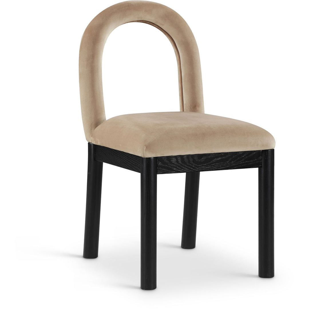 Conrad Velvet Upholstered Dining Chair — Beige / Black