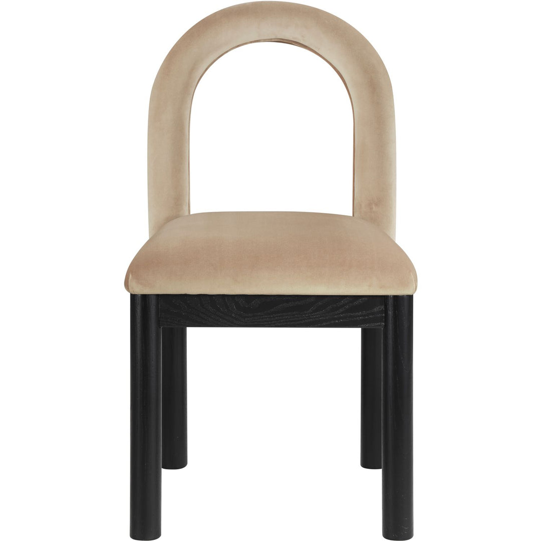 Conrad Velvet Upholstered Dining Chair — Beige / Black