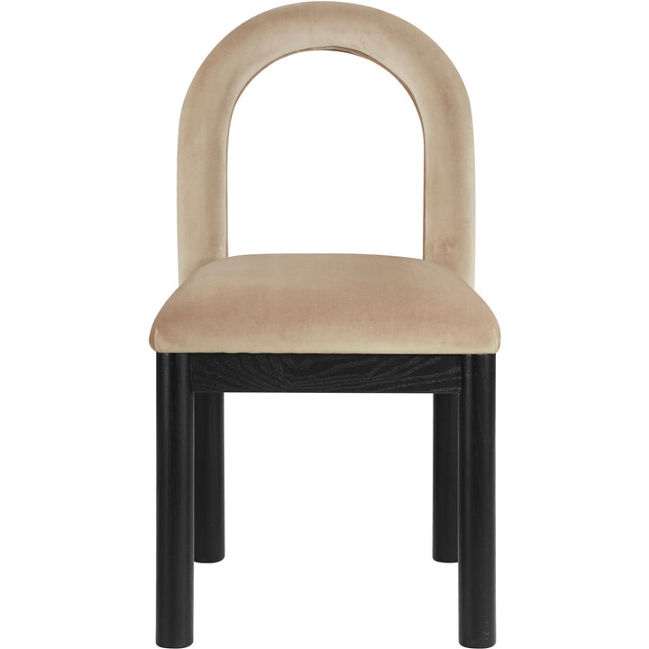 Conrad Velvet Upholstered Dining Chair — Beige / Black