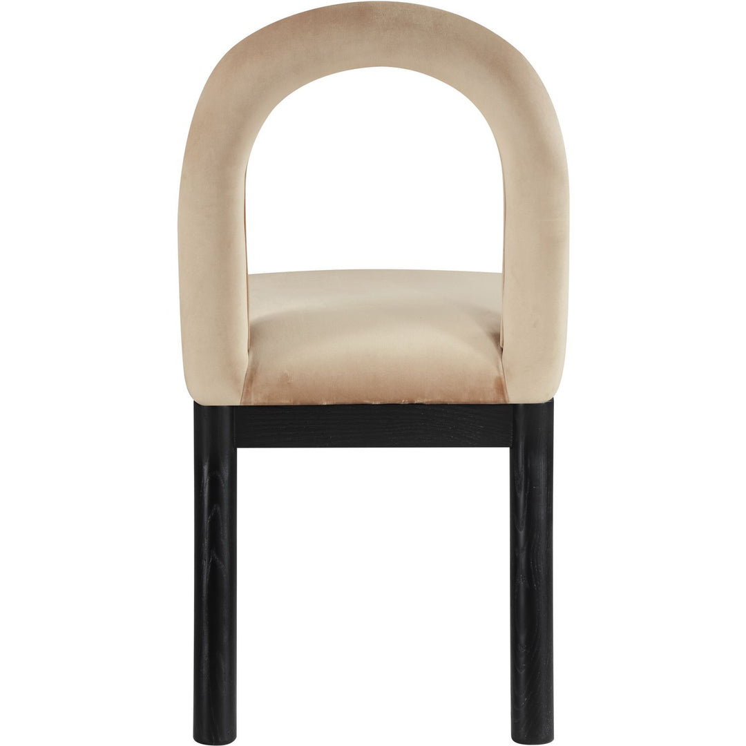 Conrad Velvet Upholstered Dining Chair — Beige / Black
