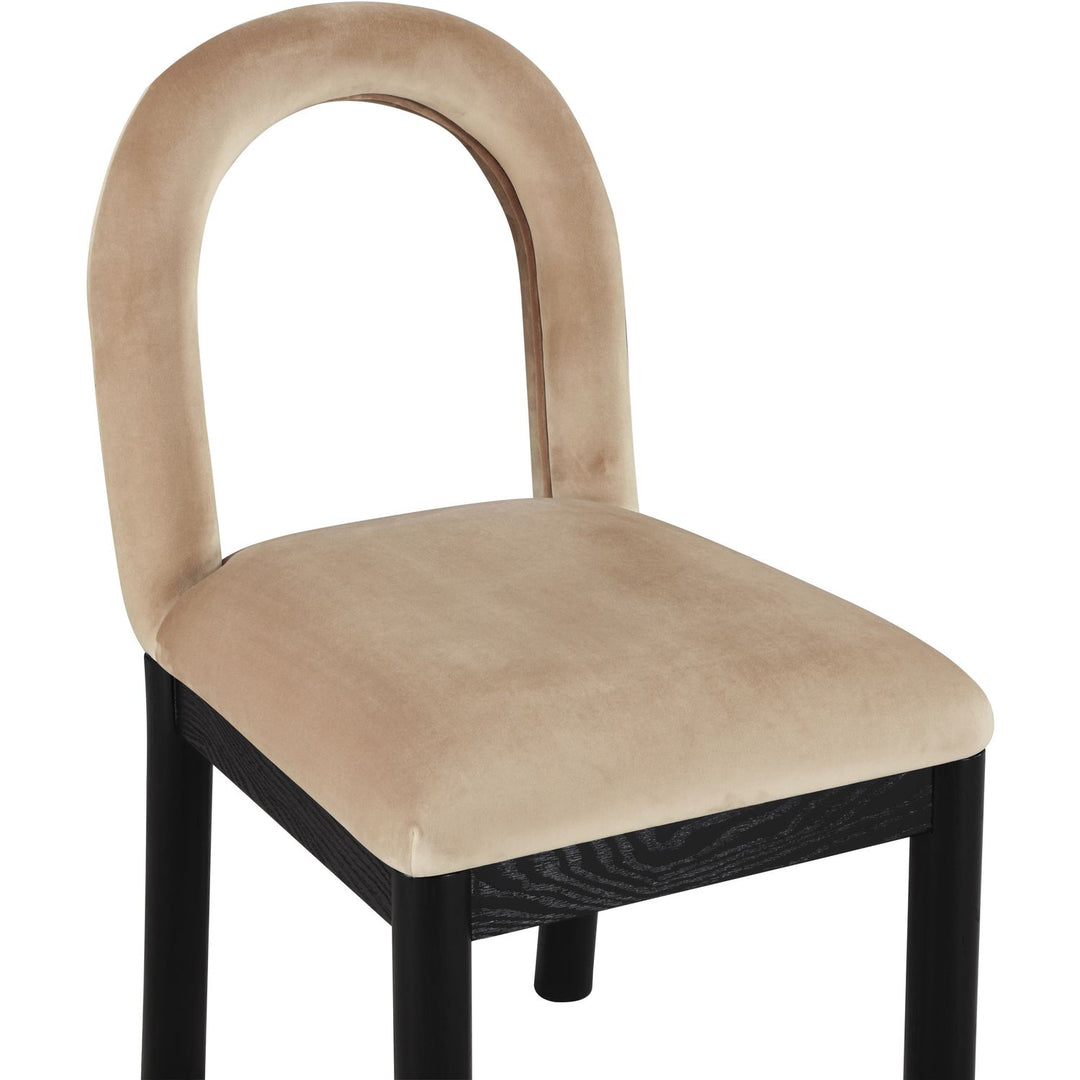 Conrad Velvet Upholstered Dining Chair — Beige / Black