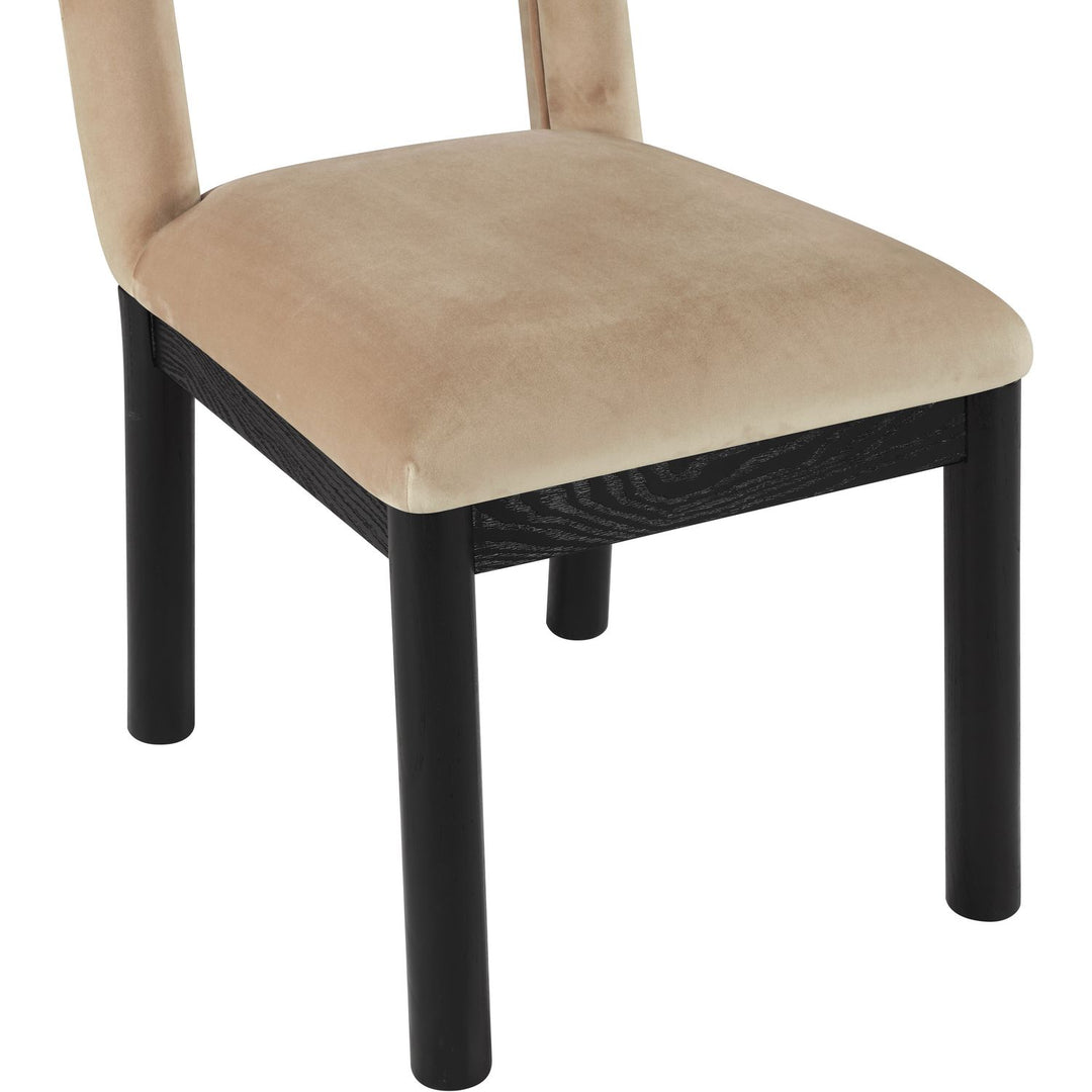 Conrad Velvet Upholstered Dining Chair — Beige / Black