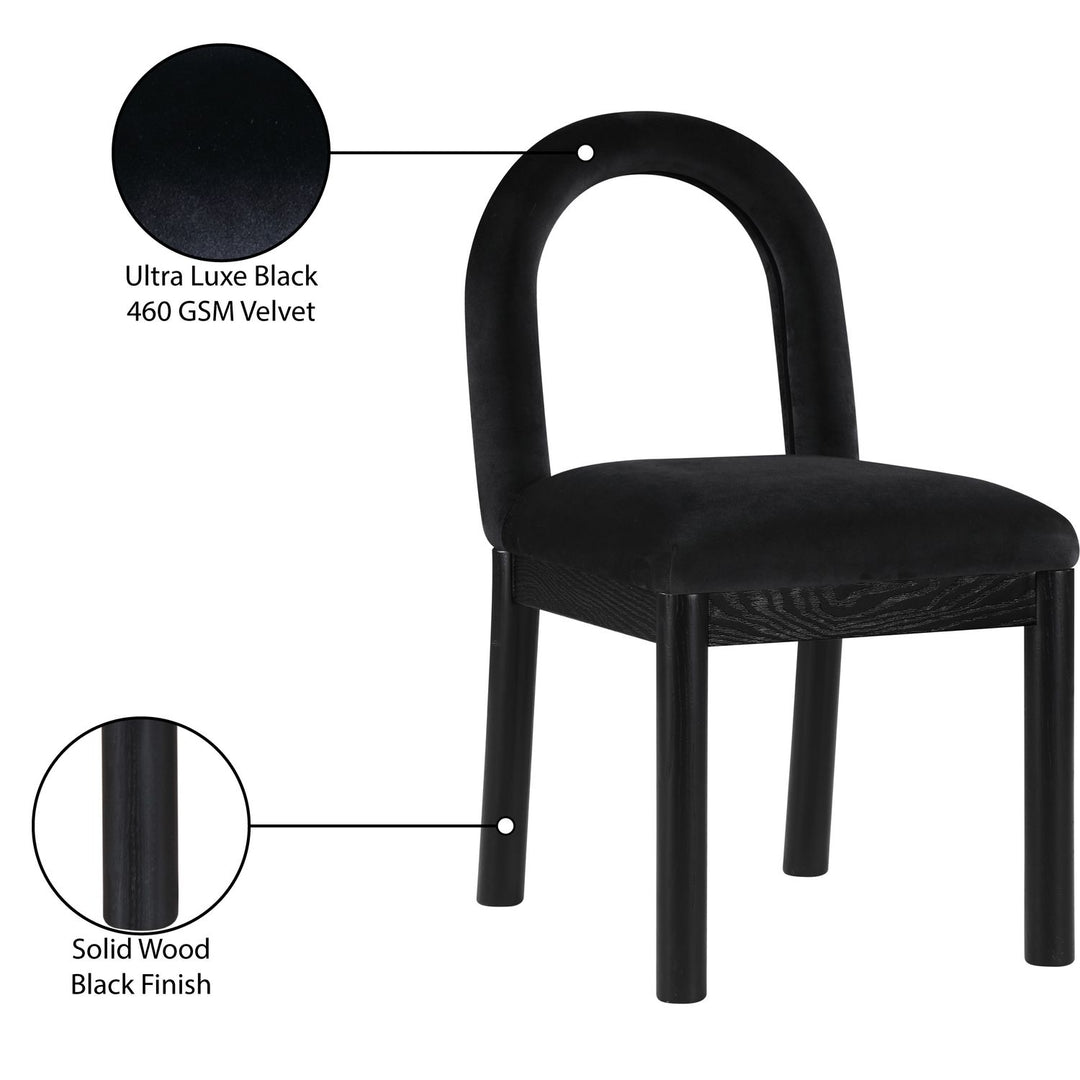 Conrad Velvet Upholstered Dining Chair — Black / Black