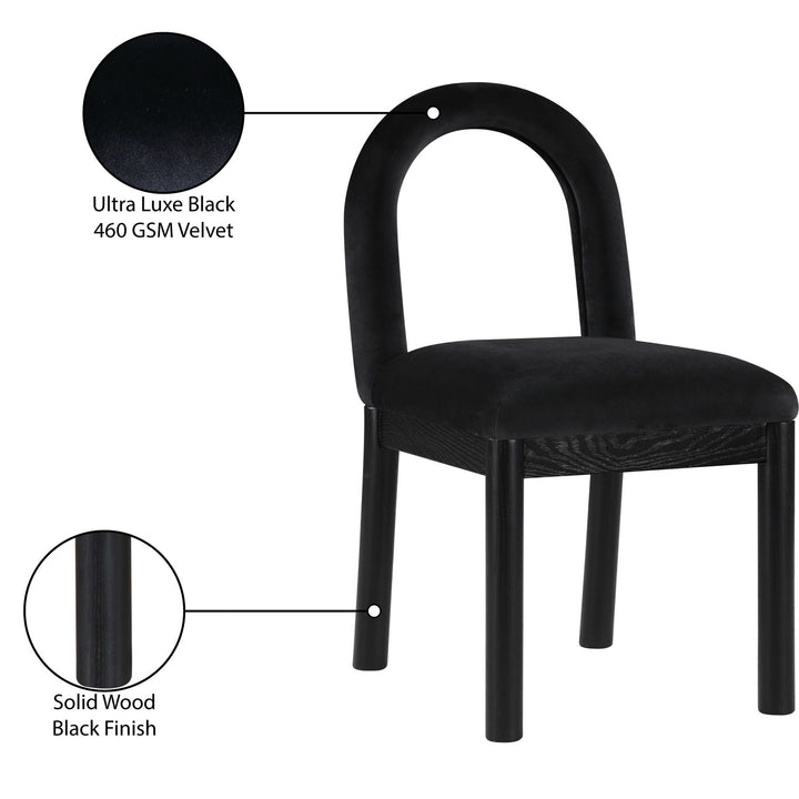 Conrad Velvet Upholstered Dining Chair — Black / Black