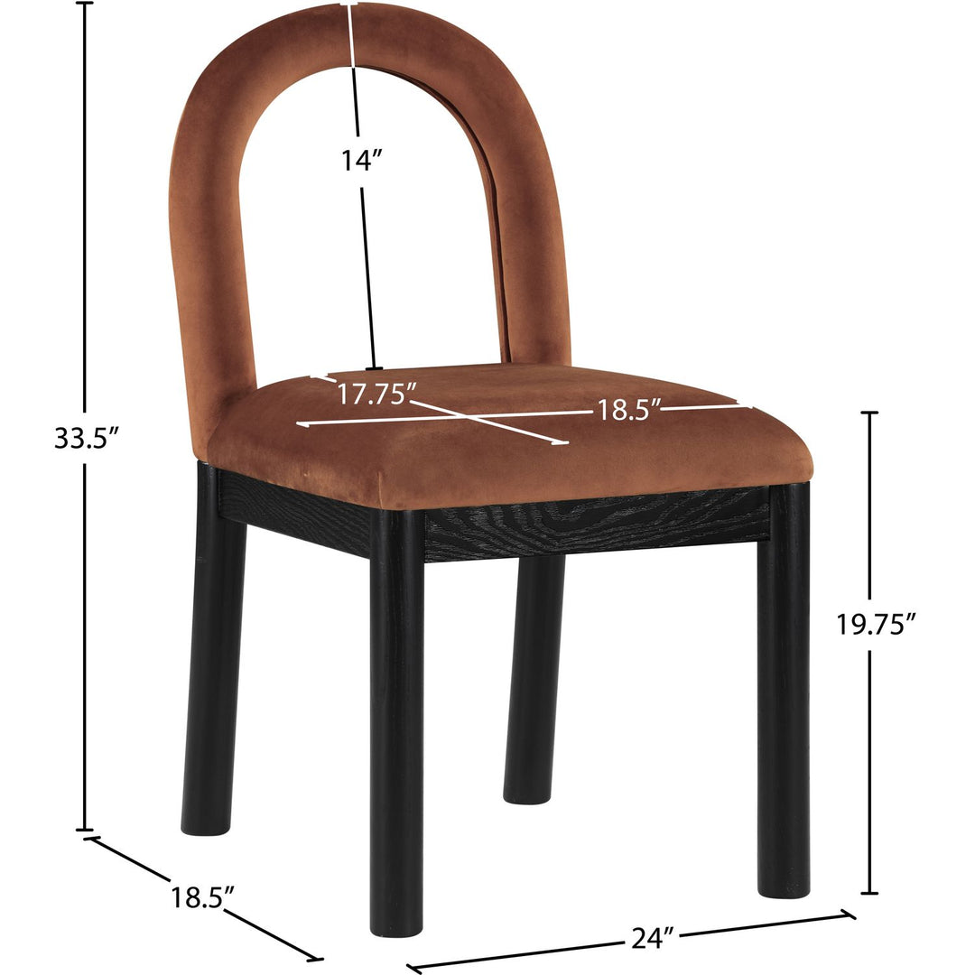 Conrad Velvet Upholstered Dining Chair — Cognac / Black