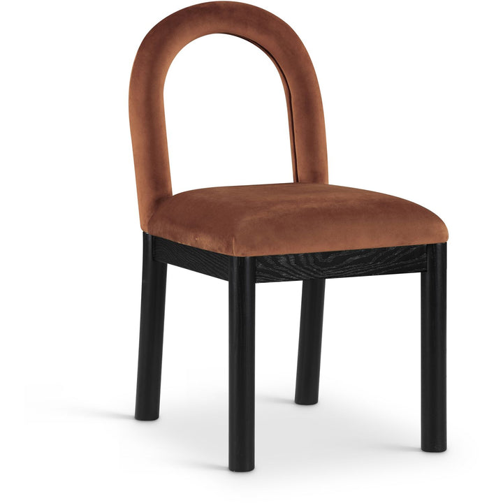 Conrad Velvet Upholstered Dining Chair — Cognac / Black