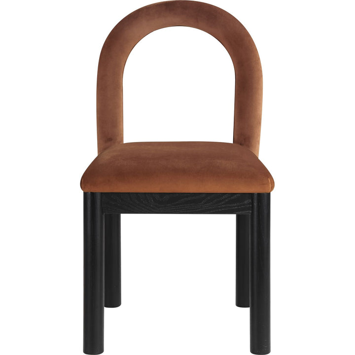 Conrad Velvet Upholstered Dining Chair — Cognac / Black