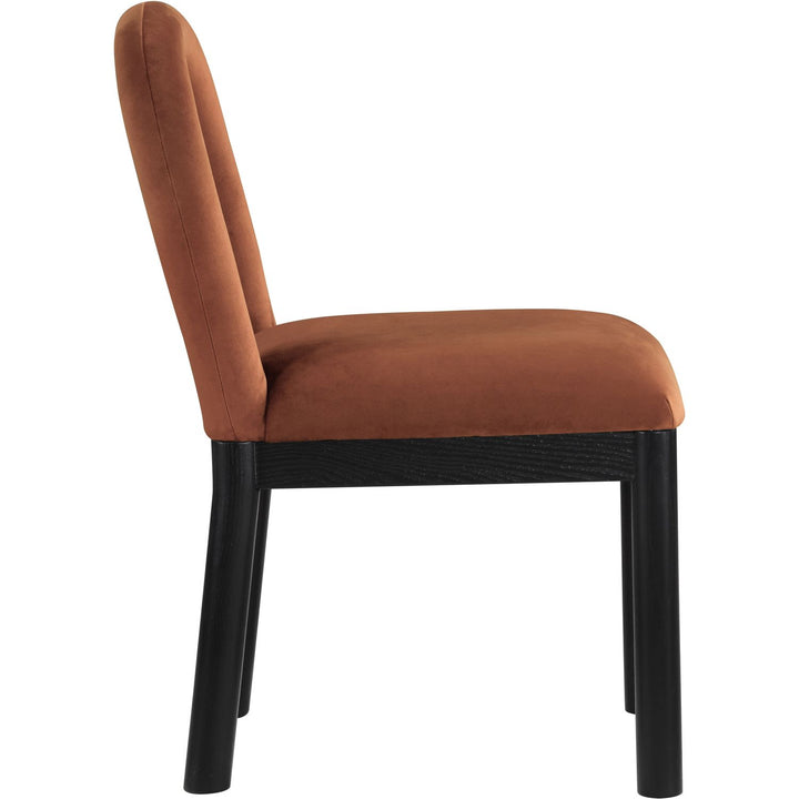 Conrad Velvet Upholstered Dining Chair — Cognac / Black