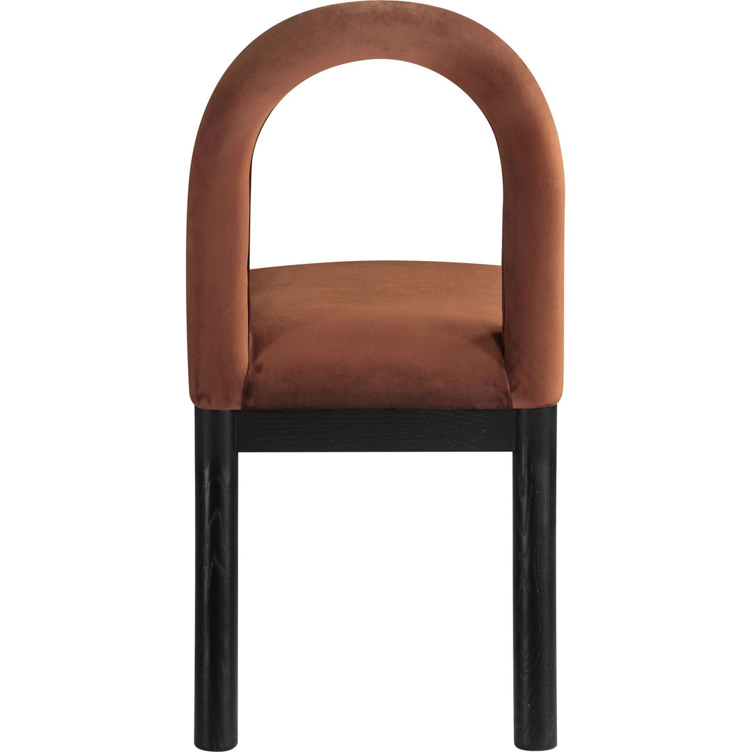 Conrad Velvet Upholstered Dining Chair — Cognac / Black
