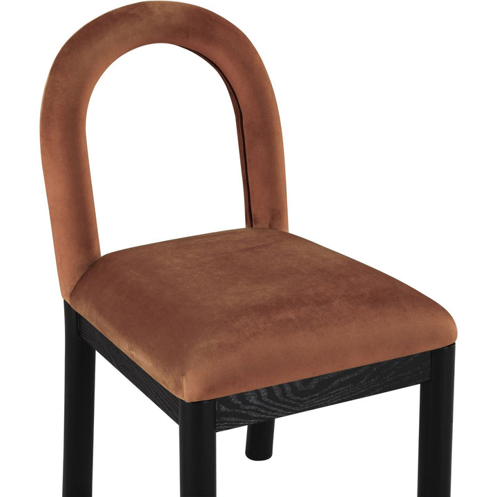 Conrad Velvet Upholstered Dining Chair — Cognac / Black