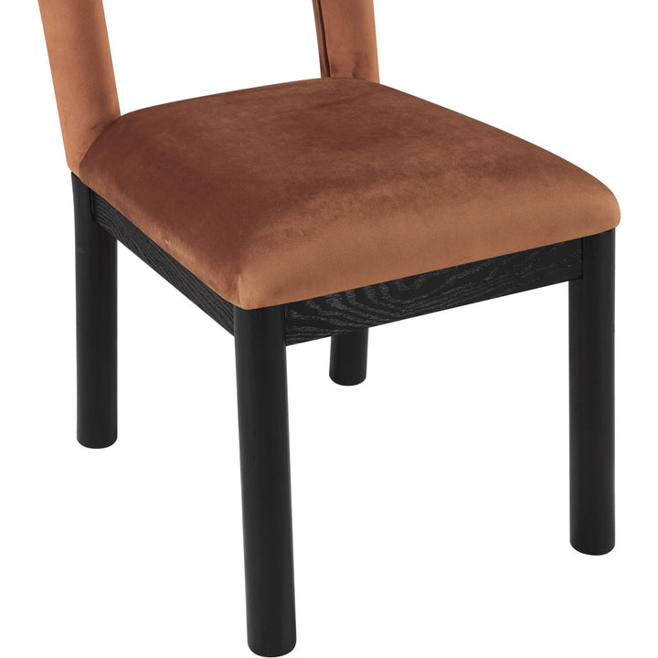 Conrad Velvet Upholstered Dining Chair — Cognac / Black