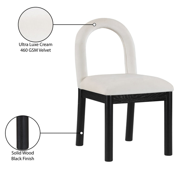 Conrad Velvet Upholstered Dining Chair — Cream / Black