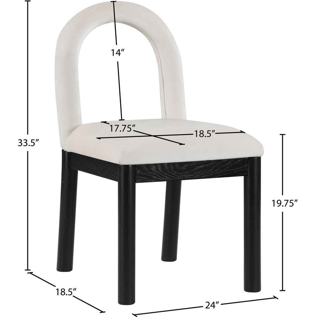 Conrad Velvet Upholstered Dining Chair — Cream / Black