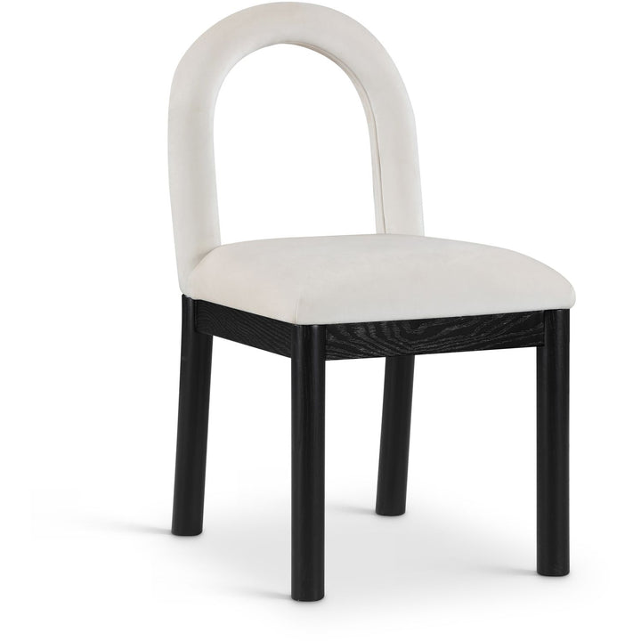 Conrad Velvet Upholstered Dining Chair — Cream / Black