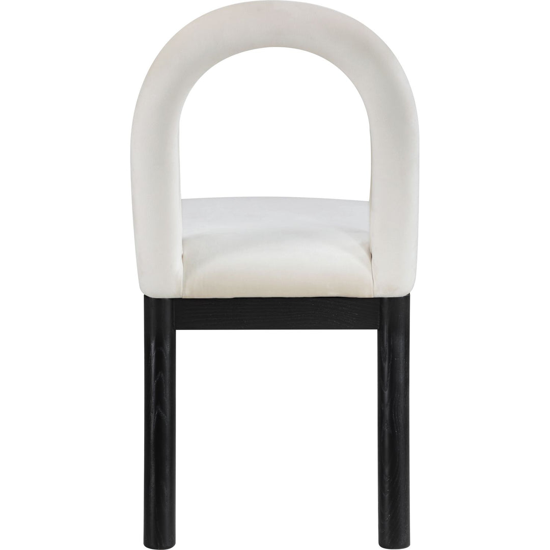 Conrad Velvet Upholstered Dining Chair — Cream / Black