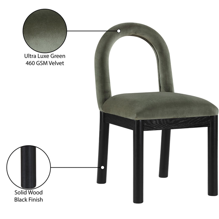 Conrad Velvet Upholstered Dining Chair — Green / Black