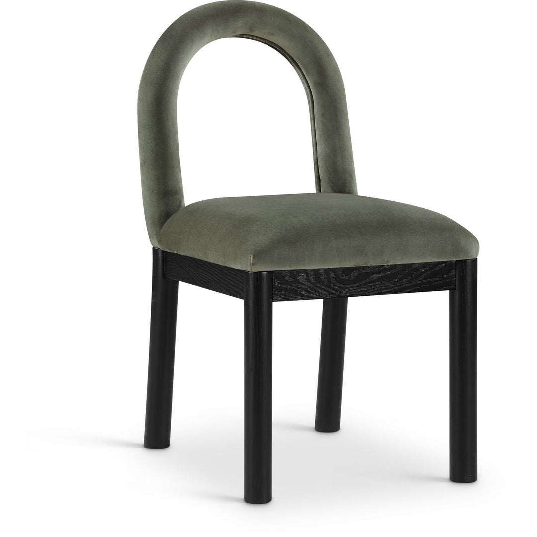 Conrad Velvet Upholstered Dining Chair — Green / Black