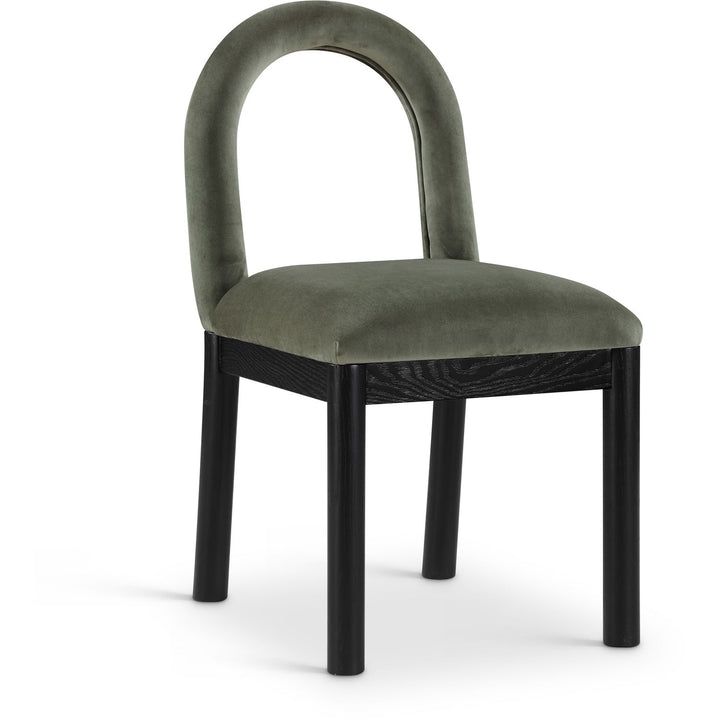 Conrad Velvet Upholstered Dining Chair — Green / Black