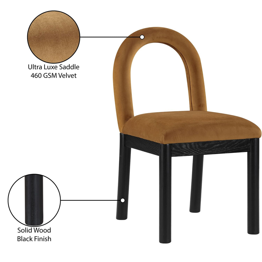 Conrad Velvet Upholstered Dining Chair — Saddle / Black