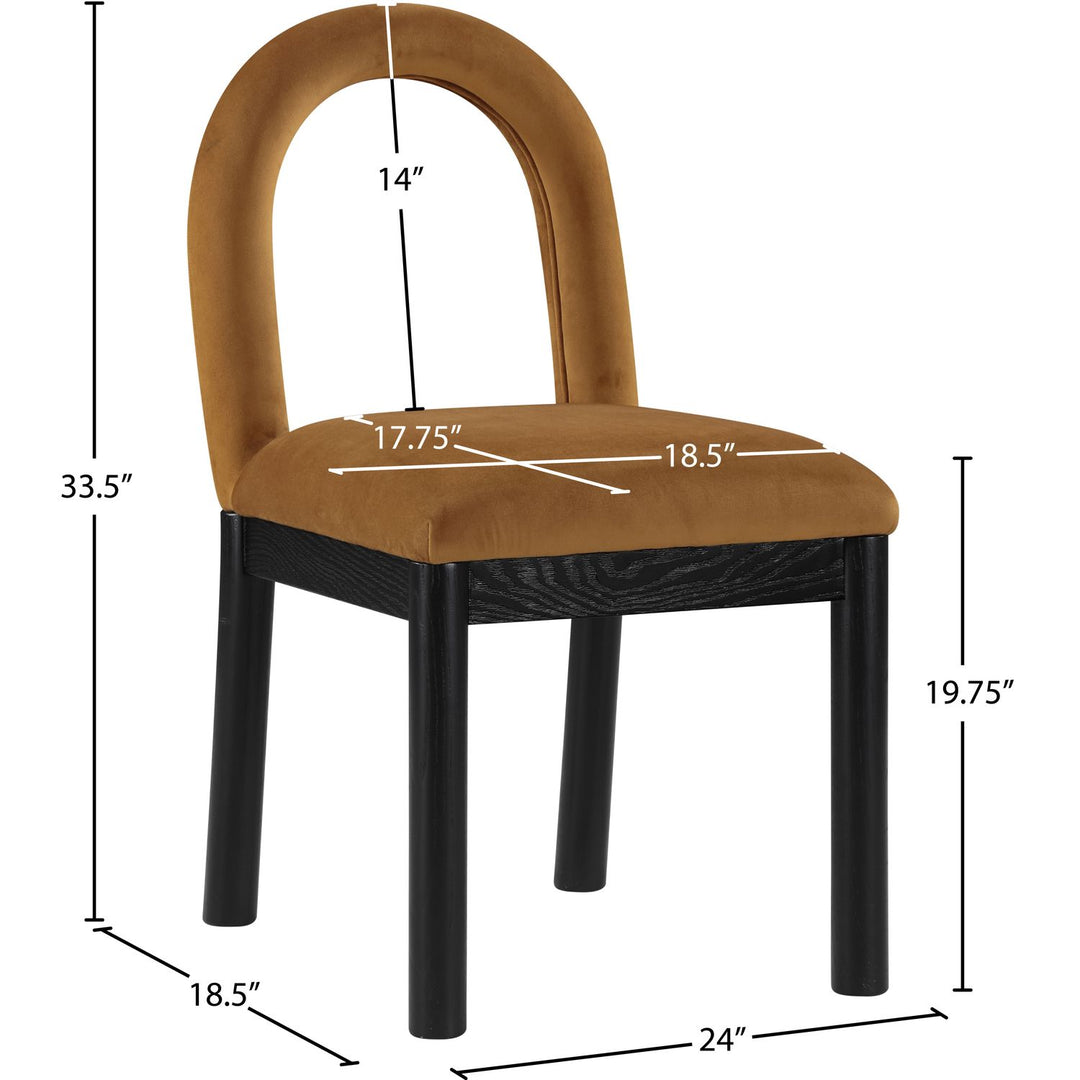 Conrad Velvet Upholstered Dining Chair — Saddle / Black